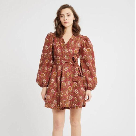 Mille Nan Wrap Dress in Cinnabar Medium NWT $298 - Picture 4 of 9